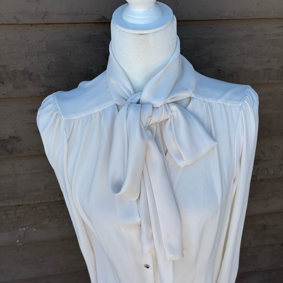 WHBM cream blouse with bow - Picture 3 of 8